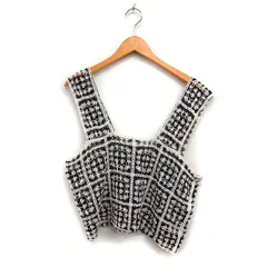 スタディオクリップ Studio Clip クロシェレース ビスチェ コットン 綿 F ブラック 黒 /FT43