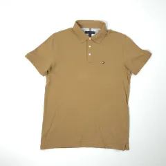 Tommy Hilfiger トミーヒルフィガー コットン ポロTシャツ ブラウン (L)