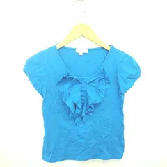 エスプリミュール ESPRITMUR カットソー Tシャツ 丸首 フリル 綿 コットン 半袖 M 青 ブルー /TT24のサムネイル