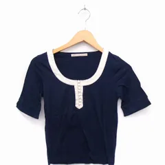 ラピスルーチェパービームス LAPIS LUCE PER BEAMS カットソー Tシャツ 袖2WAY Uネック 半袖 綿混 ネイビー 紺 /FT10のサムネイル