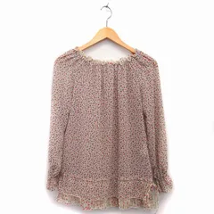 ウィルセレクション WILLSELECTION チュニック カットソー 長袖 丸首 切替 花 柄 ペプラム リボン フリル 透け感 1 ライトベージュ /HT14のサムネイル