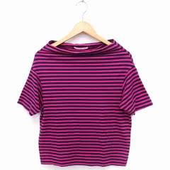 カリテ qualite ボーダー柄 カットソー Tシャツ 半袖 スラッシュドネック コットン 綿 F ピンク /FT40のサムネイル
