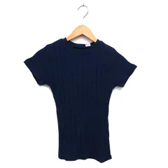 ヤングアンドオルセン YOUNG & OLSEN リブ カットソー クルーネック ストレッチ コットン 綿 半袖 1 紺 ネイビー /NT20のサムネイル