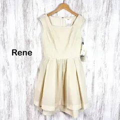 新品未使用 美品 Rene ルネ TISSUE ツイード ノースリーブ フレアワンピース ベージュ レディース