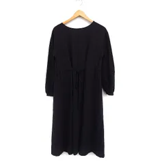 ナノユニバース nano universe フレア ロング ワンピース 長袖 リボン 無地 2WAY F ブラック 黒 /FT45