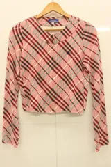 【中古】 BURBERRY BLUE LABEL レディースジャケット 38 ノーカラージャケット BURBERRY BLUE LABEL 38 白 ホワイト 赤 レッド チェック