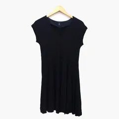 アダムエロペ Adam et Rope' ワンピース ミニ Vネック 半袖 綿混 無地 シンプル 38 ブラック 黒 /HT20