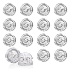 【人気商品】シリコンピアスキャッチ シリコン ピアス キャッチ ダブルロック かわいい 落ちない 8ペア 16個入り (シルバー)