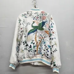 ザラ 봉황 刺繍/フラワー パータン スタジャン ジャケット XS(M)