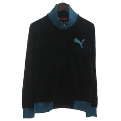 プーマ PUMA パイル地 トラックジャケット ブルゾン ブラック ブルー系 L