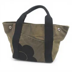 マリークワント MARY QUANT トートバッグ フラワーステッチ カーキ キャンバス地