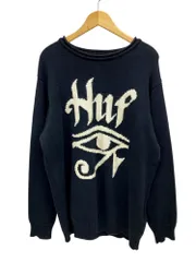 HUF (ハフ) HORUS JACQUARD SWEATER ジャガードセーター 長袖ニット M ブラック メンズ/028のサムネイル