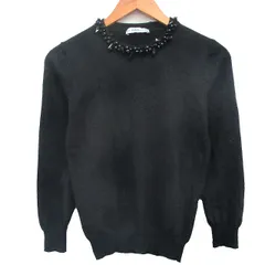 ザラ ZARA KNIT ニット セーター 長袖 装飾品 S ブラック 黒 /KT33