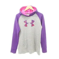 アンダーアーマー UNDER ARMOUR パーカー フーディ YXLサイズ 約160cm グレー 紫 パープル ■TC