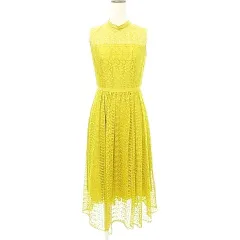 Aimer Acret レース ノースリーブ ワンピース ドレス 日本製 9号 約Mサイズ 黄色 イエロー ■YHS4