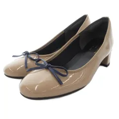 ビームス BEAMS SEPTEMBER MOON パンプス シューズ エナメルレザー リボン 23cm ベージュ /JS ■YHS6