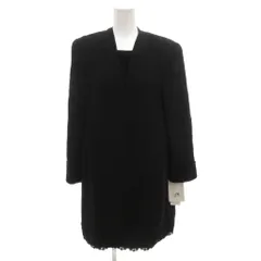 SOIR PERLE ソワール タグ付きスーツ セットアップ フォーマル ジャケット ワンピース ひざ丈 半袖 7号 黒 ブラック /FF