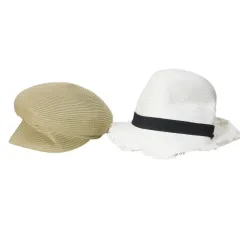 ローズバッド ROSE BUD ブロンテ アムステルダム Bronte AMSTERDAM 帽子 2点セット おまとめ キャスケット ストローハット 麦わら帽 F ベージュ ホワイト X