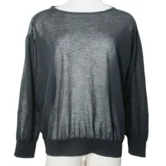 プラステ PLST シアーニット カットソー 薄手 プルオーバー 長袖 ボートネック M 黒 ブラック ■YHS6 /X