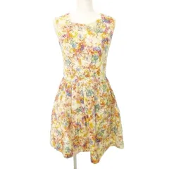 チェスティ Chesty ノースリーブ ワンピース ひざ丈 花柄 ビジュー装飾 薄手 1 Sサイズ マルチカラー ■YHS11