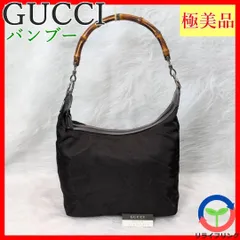 【極美品】GUCCI バンブー ハンドバッグ 内側ディアマンテ ナイロン BLK グッチ トートバッグ レディース メンズ 黒 ユニセックス 男女兼用 旅行 トラベル ビジネス フォーマル カジュアル 通勤 通学