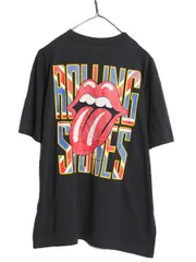 【お得なクーポン配布中!】 90s ローリング ストーンズ 両面 イラスト プリント Tシャツ メンズ XL オールド リップタン バンド ロック アート 大きいサイズ 黒 当時物