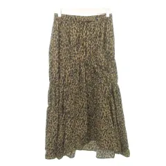 チャオパニック ティピー CIAOPANIC TYPY 美品 スカート ロング フレア ヒョウ柄 アニマル フリーサイズ 茶 ブラウン ■YHS7