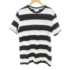 ラコステ LACOSTE Tシャツ 半袖 ボーダー ワンポイント ロゴ クルーネック 薄手 Mサイズ 白 ホワイト ■YHS2