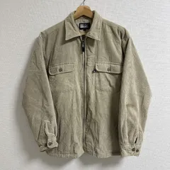 (^w^)b FIRST DOWN ファーストダウン キルティングジャケット コーデュロイ ポケット付き タウンユース ジップアップ フルジップ ポリエステル100% ベージュ サンド 茶色 キャメル メンズ サイズ M OM11792HG