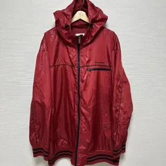 (^w^)b Converse コンバース ナイロンジャケット トラックジャケット ジップアップ 裾リブ シャカシャカ フード付き ストライプ フーディー ポリエステル100% 赤 レッド メンズ サイズ 5L OM11819HG