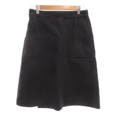 マーガレットハウエル MHL. ラップスカート デニム地 台形 ひざ丈 1 黒 ブラック /JS ■YHS6