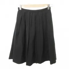 アンタイトル UNTITLED 美品 スカート ひざ丈 フレア 無地 薄手 1 約Sサイズ 黒 ブラック ■YHS2