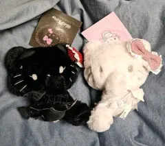ハローキティ ぬいぐるみ 悪魔と天使 ブラック/ホワイト リボン セット 2種 まとめ売り