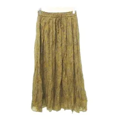 グローブ grove ペイズリー柄 フレア スカート ロング ウエストゴム 薄手 Mサイズ 茶 ブラウン