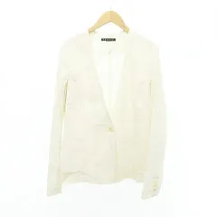 セオリー Theory ノーカラー ジャケット 羽織 薄手 麻混 2 Mサイズ 白 ホワイト ■YHS7