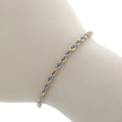 K18YG Pt850 イエローゴールド プラチナ ブレスレット フレンチロープチェーン コンビ シンプル 16cm【新品仕上済】【zz】【中古】