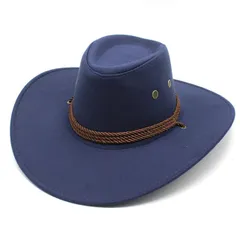 [ミコプエラ] テンガロンハット スエード つば広 カウボーイ ウエスタン ハット メンズ 帽子 ワイルド 男性 ブルー [ブルー]