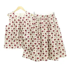 ジルスチュアート JILL STUART タグ付き 花柄 カットソー スカート セットアップ 2 キナリ系 ■YHS10