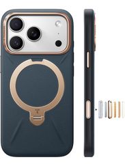 TORRAS iPhone 17 Pro Max 용 케이스 [신감각 가죽 스킨 터치] Ostand Q3 가죽 톤 MagSafe 대응 링 스탠드 360 ° 정점 회전 종횡 양 대응 마그넷 탑재 가죽 사파이어 딥 블루