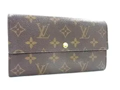LOUIS VUITTON ルイヴィトン 財布 モノグラム ポシェット ポルトモネ クレディ M61725 ブラウン PVC レザー ユニセックス 二つ折り 長財布 ゴールド金具 美品