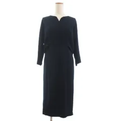 グリーンレーベルリラクシング ユナイテッドアローズ green label relaxing ワンピース ロング丈 長袖 無地 3526-126-2515 紺 ネイビー 36 ■OM