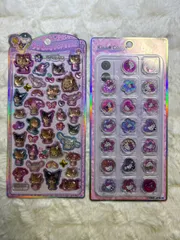 【2点セット】うるちゅるポップシール（サンリオキャラクターズ　日焼け）、キラコロおはじきシール（ギャルキティ）