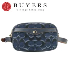 【中古】 コーチ ウエストバッグ シグネチャー デニム F58550 ベルト デニム レザー ネイビー ネイビー ブラウン カメラバッグ ポーチ 普段使い レディース 女性 COACH