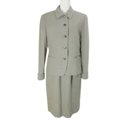 ポールスチュアート PAUL STUART アンサンブル スーツ ジャケット ワンピース ひざ丈 半袖 ウール 11 L相当 茶 ブラウン IBO81 /Xのサムネイル
