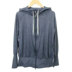 ヘリーハンセン HELLY HANSEN 美品 ジップ パーカー サムホール ストレッチ 無地 薄手 Mサイズ 紺 ネイビー ■YHS6のサムネイル