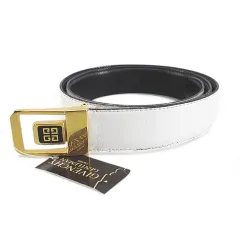 ジバンシィ GIVENCHY GENTLEMAN ベルト レザー 白系 ホワイト イタリア製 トップ式 バックル 小物 無地 タグ付のサムネイル