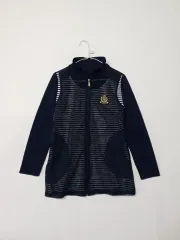 ファッション ストライプ ダブル ウィンドブレーカー ネイビー ジップアップ シースルー룩 ㅡ0205