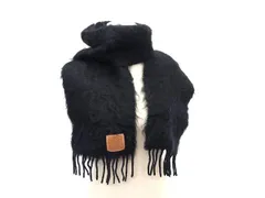 LOEWE ロエベ マフラー アナグラム ブラック モヘヤ50％×ウール48％×ナイロン×2％ レディース フリンジ 美品