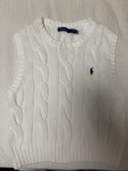 ポロラルフローレン 白 ケーブル ニット ベスト L