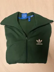 アディダス 緑 グリーン 3本線 トラックジャージ ジップアップ 95